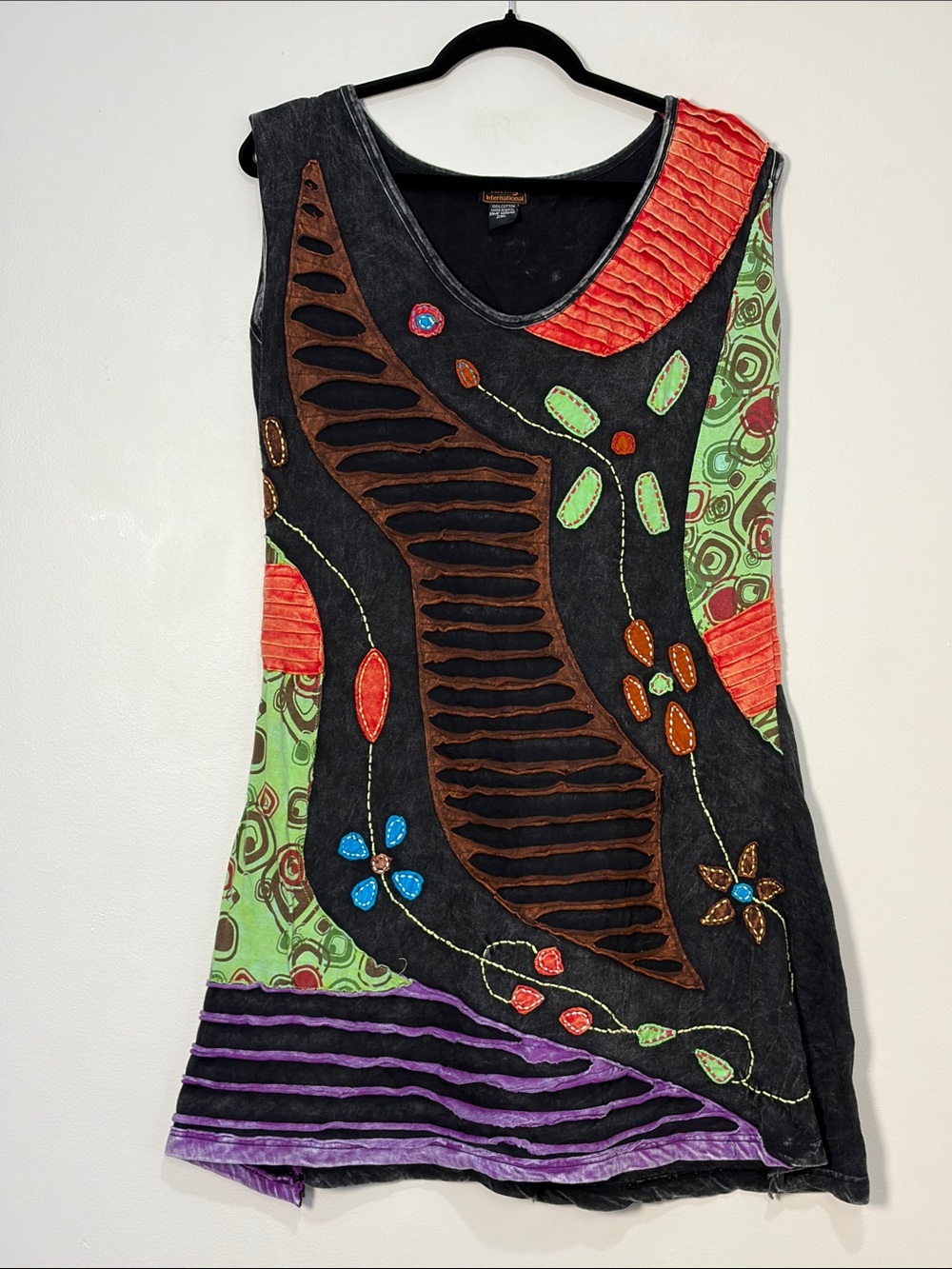 Rising International | Boho tunic/mini dress Womens size 2X embroidered appliqué